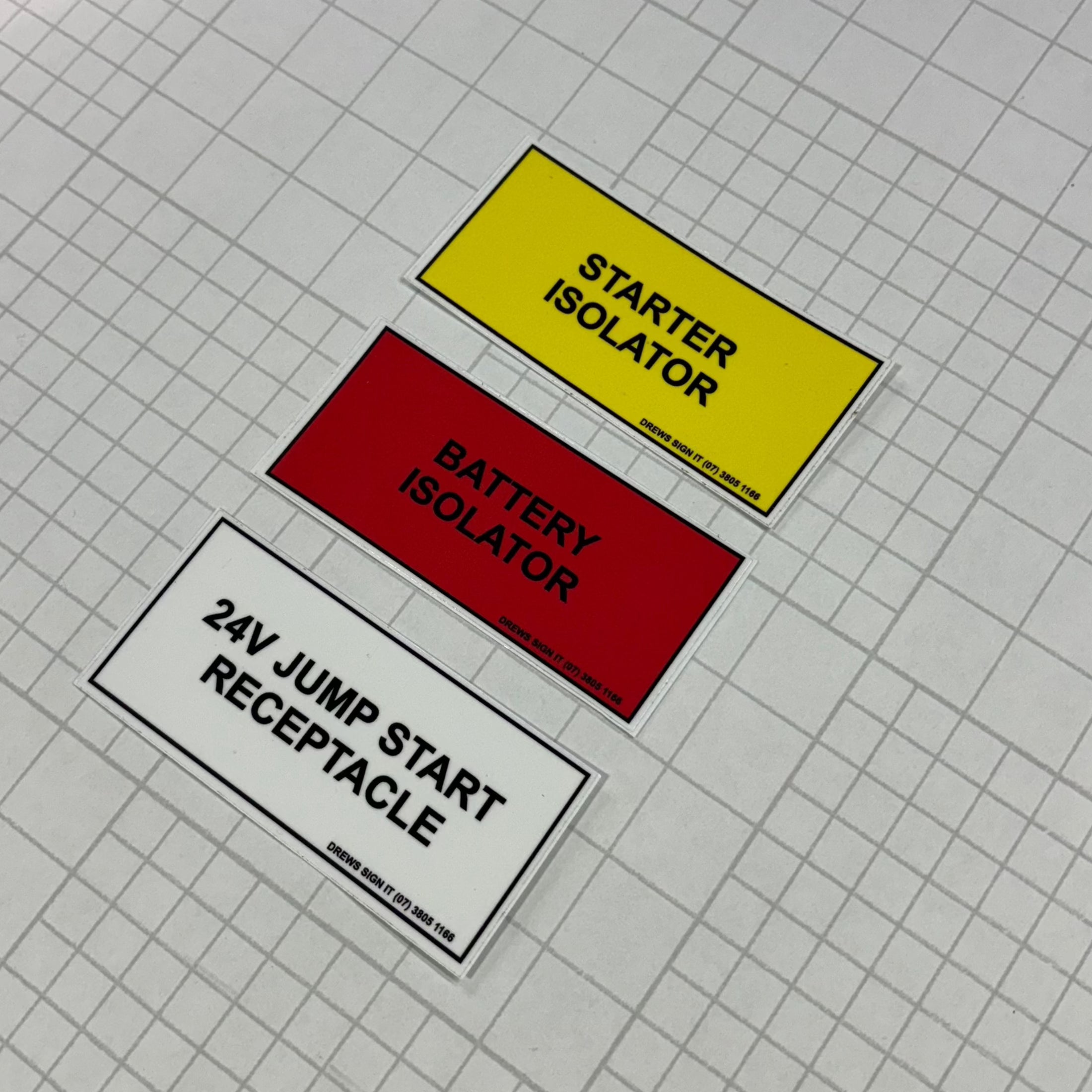 Battery and Starter isolation identifying kit - Drew's Sign It Pty Ltd - Safety Decals & Stickers