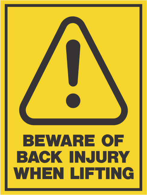 Beware of Back injury - Reflective Decal - Drew's Sign It Pty LtdSafety Decals & Stickers