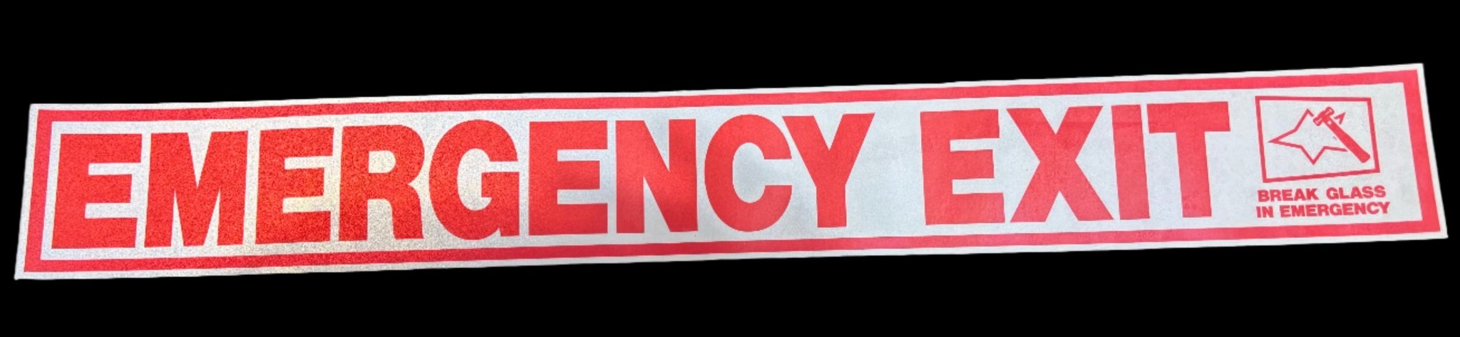 Bus Emergency Exit Sticker - White Reflective Decal - Hammer Style - Drew's Sign It Pty Ltd - Reflective Signs