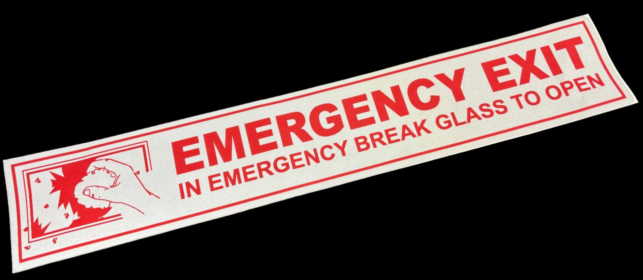 Bus Emergency Exit Sticker - White Reflective Decal - Rock Style - Drew's Sign It Pty Ltd - Reflective Signs