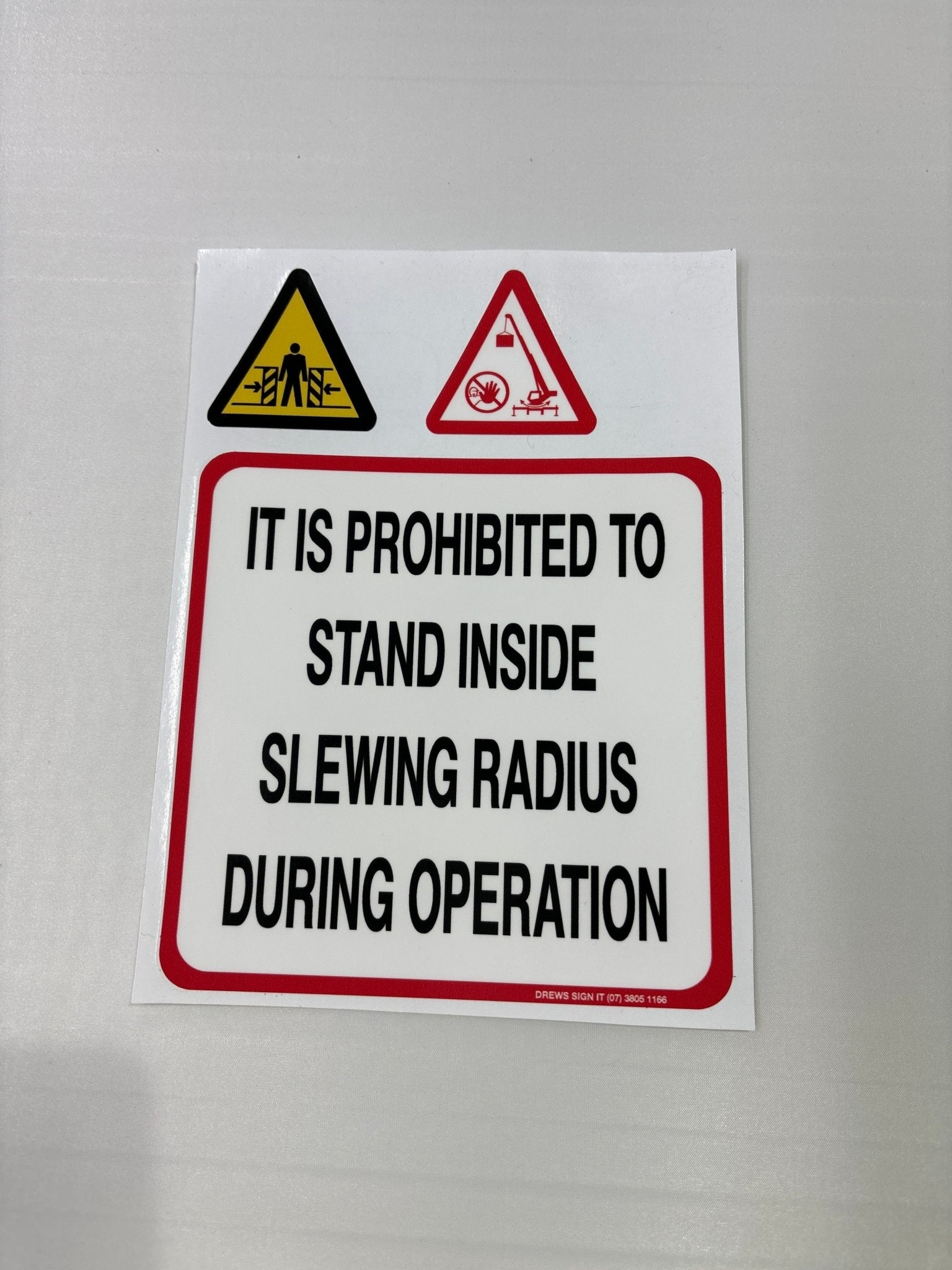 Slewing Radius Warning Decal - Drew's Sign It Pty LtdCrane Safety Decal