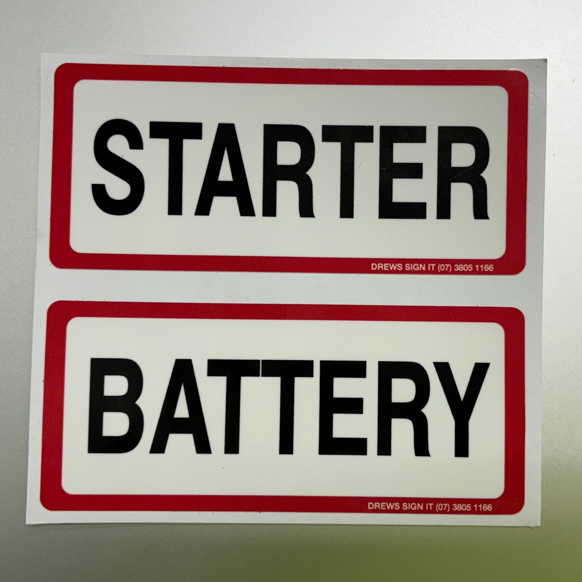 Starter & Battery Identification Stickers kit – Drew's Sign It Pty Ltd