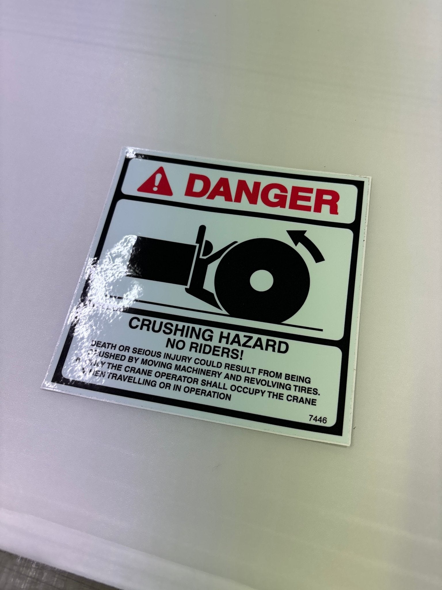 Crushing Hazard - No Riders Decal – Drew's Sign It Pty Ltd